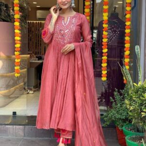 Embroidery & Mirror Work in kurti