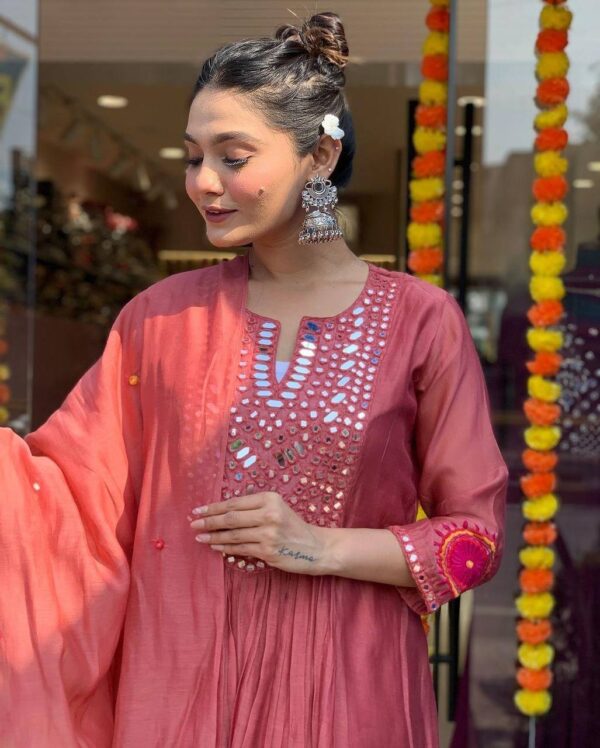 Embroidery & Mirror Work in kurti - Image 7