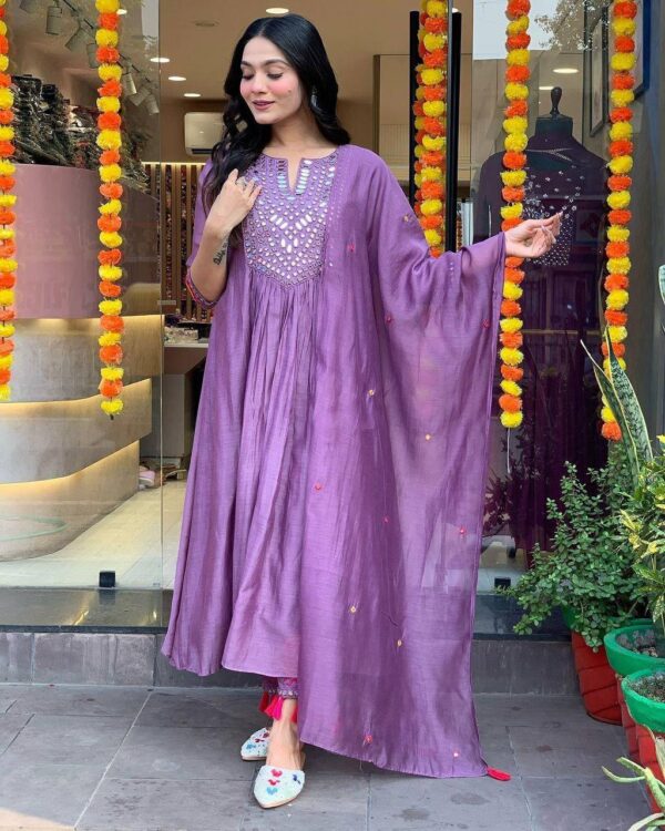 Mirror work gown set - Image 15
