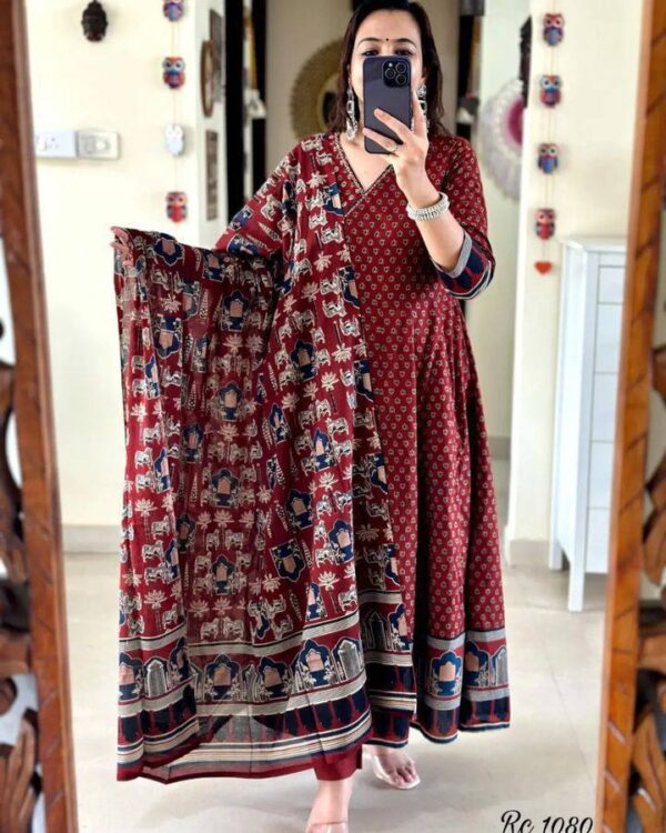 Cotton Gown dupatta Set - Image 9