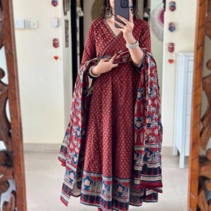 Cotton Gown dupatta Set