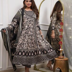 ANARKALI COTTON STITCHIED SUIT SET