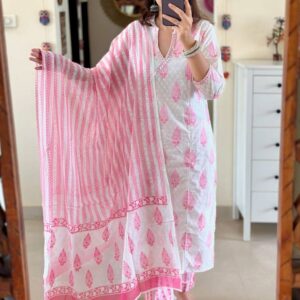 summer cotton white suit set