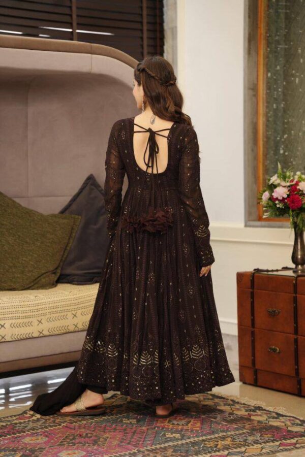 Embroidery Sequence Anarkali gown with duppatta - Image 6