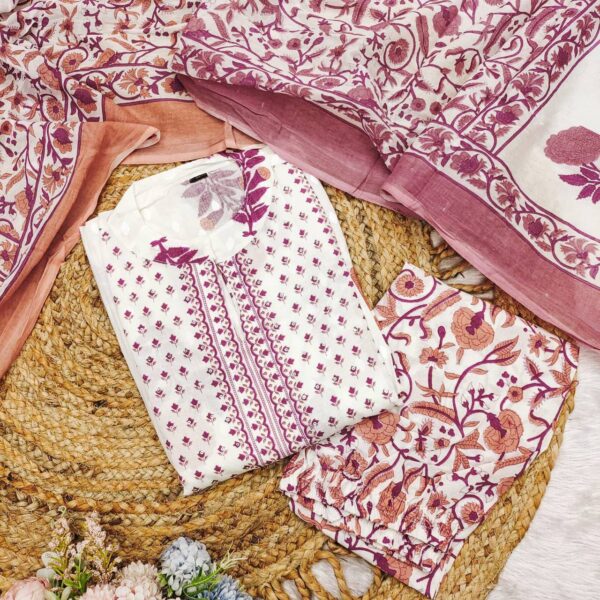 Designer Fine Cotton Suit set Full Flaired block Print stright Suit - Image 5