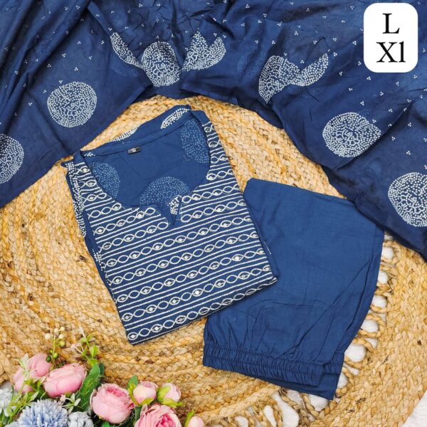 Fine Cotton Suit set Full Flaired block Print stright Suit - Image 12