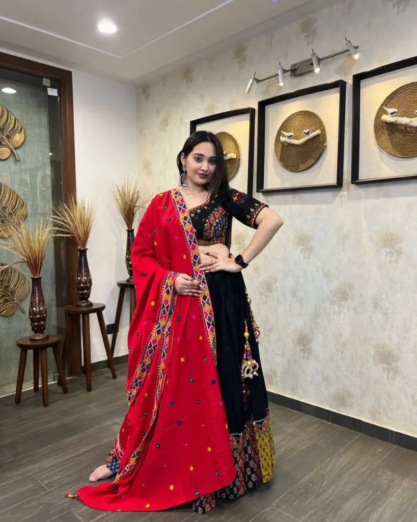 Navratri special chaniya choli black and red concept