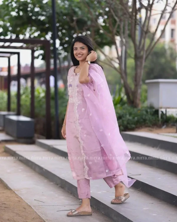 Light Pink Embroidered Kurta Set for Graceful Festive Looks - Image 2