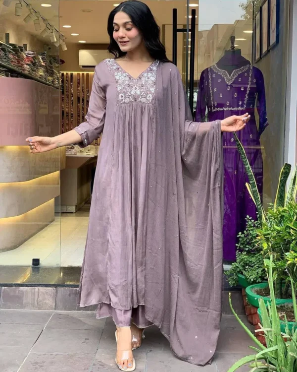 Lavender colour suit