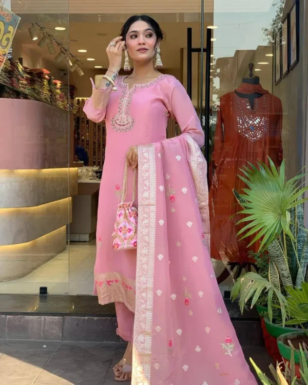 Traditional Indian outfit with mirror work and tassels