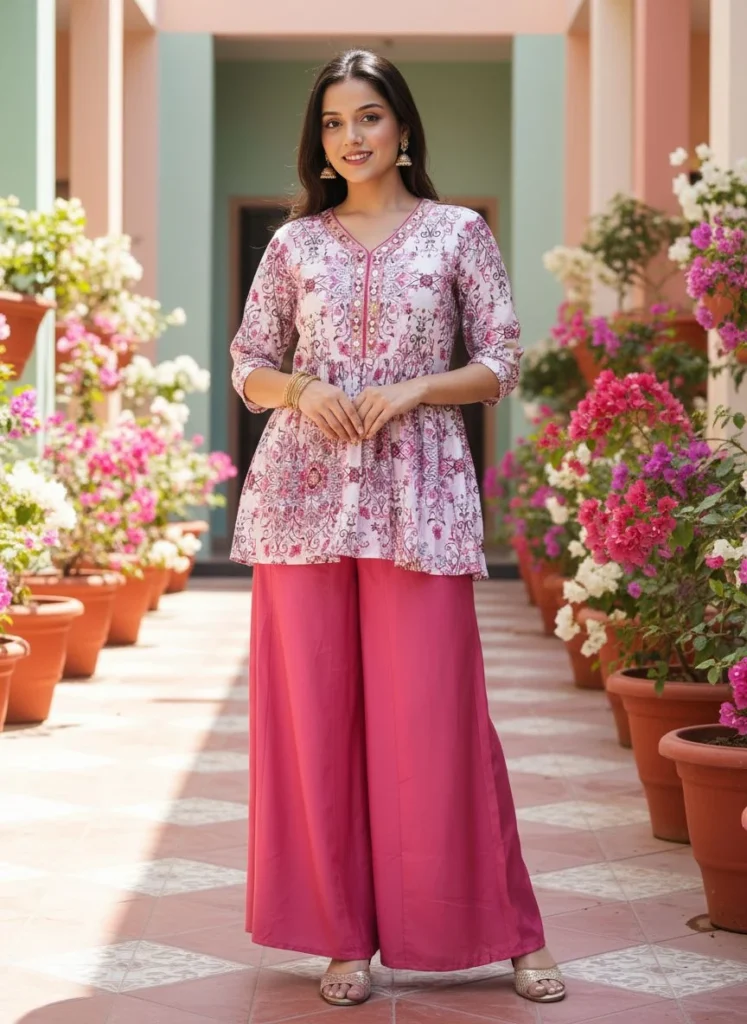 Festival special designer printed kurti palazzo set for women with premium fabric