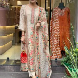 Multicoloured print with work and Dupatta* 3 pic suit set