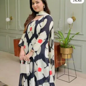 floral Grorgett anarkali gown dupatta with pent